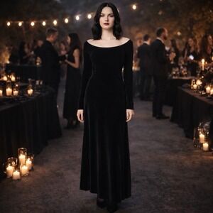 Express Set Women Medium Soft Velvet Top & Maxi Skirt Whimsigoth Dark Fairy Y2K